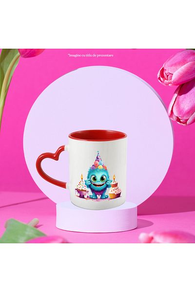 StoryGift Romania Mug with a ball-shaped creature | illustration | big smile | birthday |, With ,STG