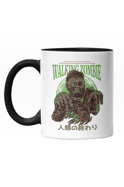 StoryGift Romania Cana Cu Portret Zombie Horror, Text In Engleza Walking Zombie, Text In Chineza, , Cu Maner Negru