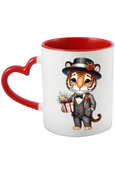 StoryGift Romania Mug with a tiger, illustration, hat, gift, popcorn, but for the girlfriend, Vale, Cu, STG