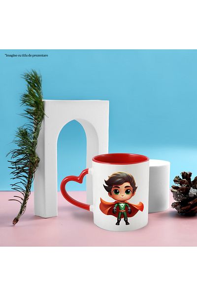 StoryGift Romania Mug with a superhero | illustration | superpowers | costume | red cape | se b, Cu ,STG