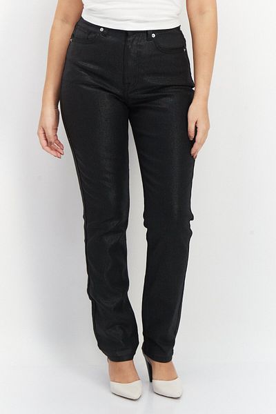 NA-KD Women Regular Fit Dark Wash Stretchable Denim, Black