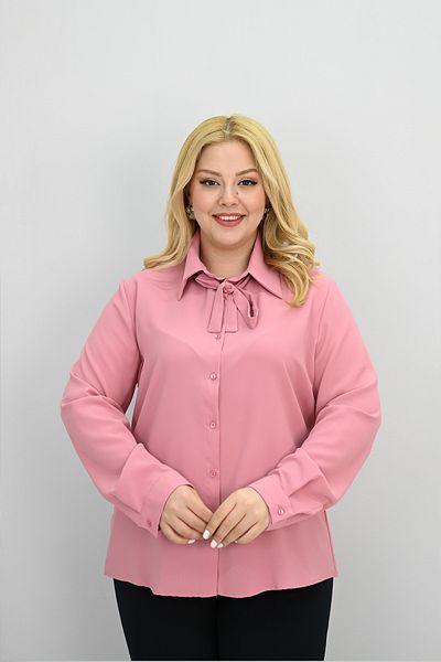 Koza Butik Γυναικείο πουκάμισο με μεγάλο γιακά με μαντήλι με λεπτομέρεια 0035-25