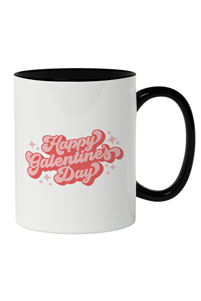 StoryGift Romania Cana Cu Text In Engleza Happy Valentine's Day, Roz, Cel Mai Bun Iubit, Iubitorii, Cu Maner Negru