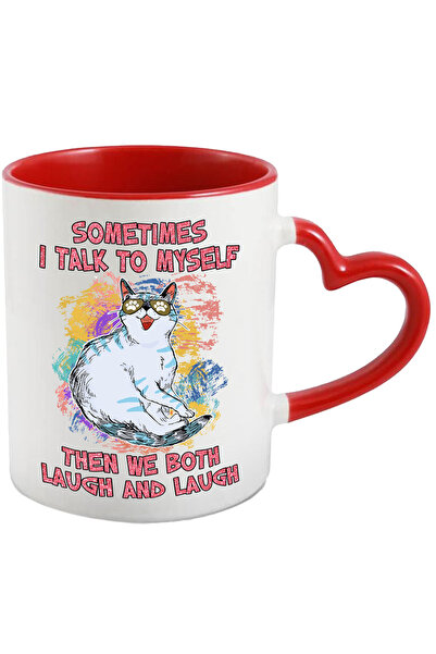 StoryGift Romania Cana cu pisica cu mesajul "Sometimes I talk to myself, then...