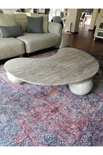 Sümeyra Marble Art MİLAN - Doğal SİLVER Traverten Orta Sehpa | 80*160 |