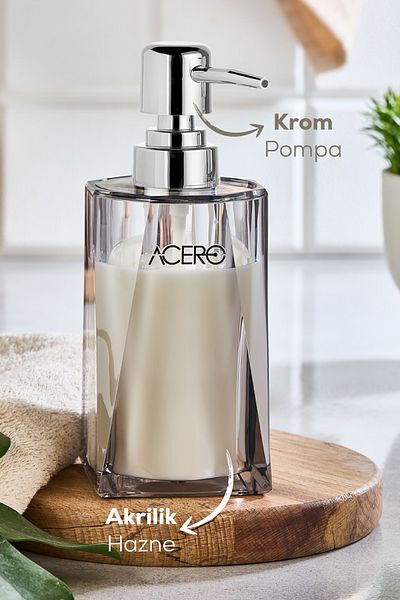 Vienev Acrylic Liquid Soap Dispenser 300 ml Transparent Anthracite 1993
