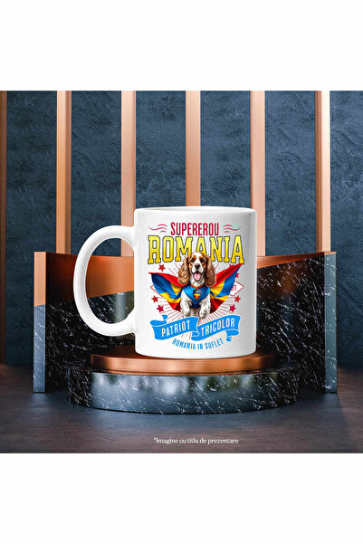 StoryGift Romania Cocker Spaniel Mug / Cocker Spaniel Dog In Captain Costume Romania With Pe, With White Handle