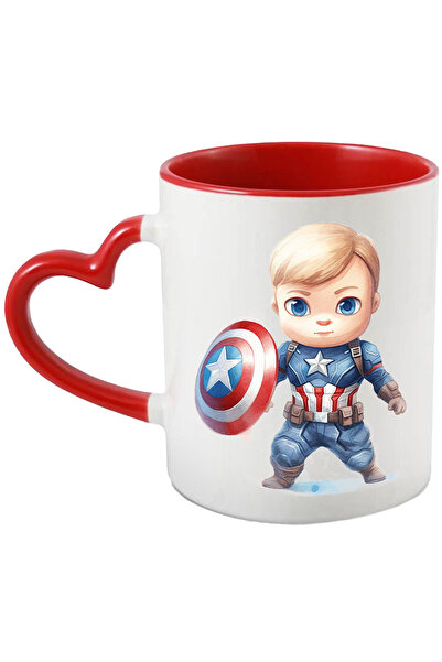 StoryGift Romania Cana Cu Capitanul America, Marvel, Avengers, Supereroi, Iubitori De Filme, Multi, Cu Maner Inim