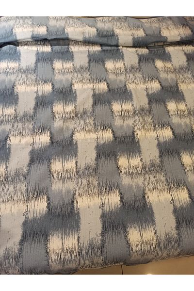 ŞENER HOME Model Patchwork Imprimat 200x240 Cm Dublu (BATTAL) Stiuca Unică - Albastru