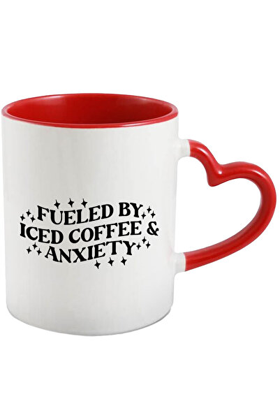 StoryGift Romania Cana cu textul "Fueled by iced coffee & anxiety" - alimenta...