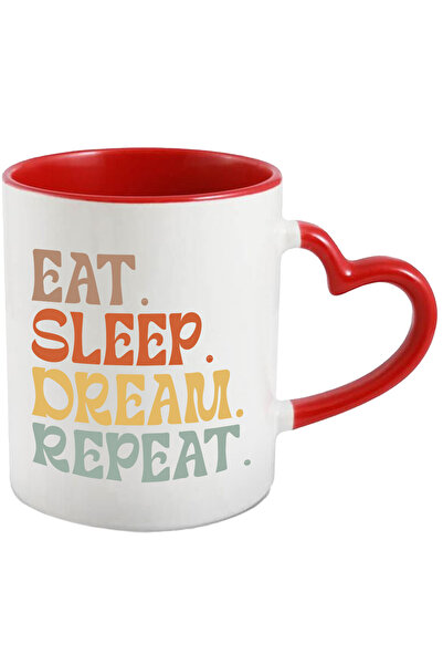 StoryGift Romania Cana cu textul "Eat. Sleep. Dream. Repeat." - mananca dormi viseaza repeta cu Ma, Cu Maner Inim