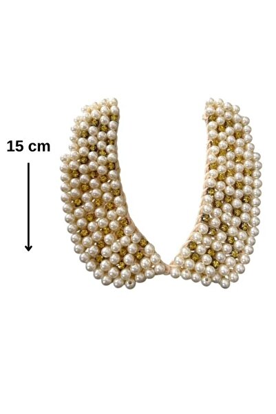 ÖZ-EL AŞ İnci ve Taş Detaylı Seyyar Yaka, Yakalık, Kadın İncili Taşlı Yaka