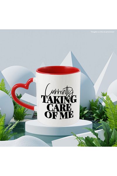 StoryGift Romania Mug for those who take care of themselves - arrangement completed with Red Heart Handle, With M,STG.