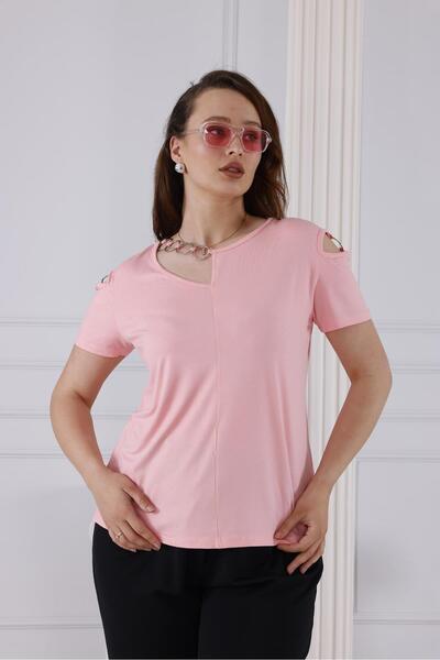 Siyezen Plus Size Blouse with Metal Accessories