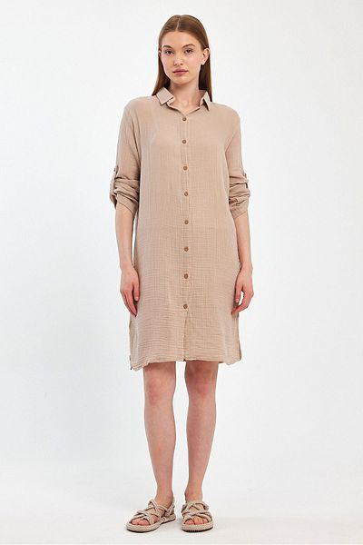 Heaven Ephesus Muslin Cotton Collared Tunic - 1060