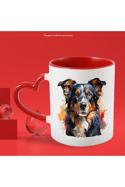 StoryGift Romania Mug With Puppy, Collie, Breed, Illustration, Fur, Animal, Multicolor 330 ml, Ceram, With ,STG
