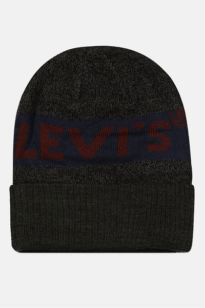 Levi's Men Brand Logo Beanie, Grey Combo