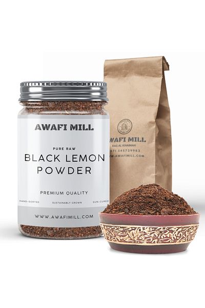 AWAFI MILL Black Lemon Powder | Dried Lime Powder - Bottle of 100 gram / 3.5 Oz