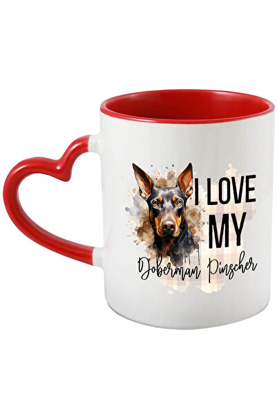 StoryGift Romania Cana cu mesajul "I love my Doberman Pinscher", caine, anima...