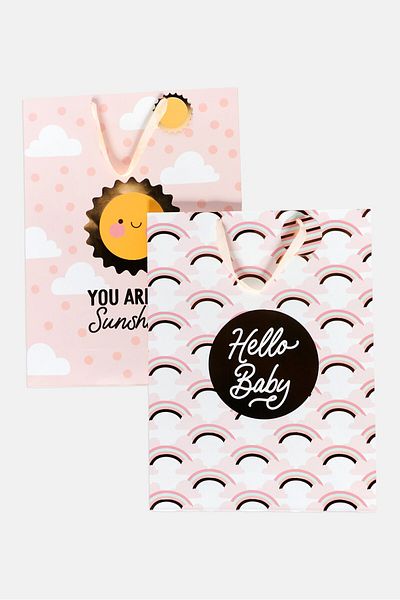 Stella Rose Printed 2 Set Of Gift Bag 51 H X 39 L X 13 W Cm, Pink