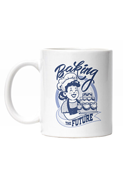 StoryGift Romania Cana Cu Femeie Cu Palarie De Bucatar Tinand Un Tort Inalt, ...