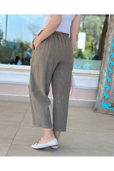 Rosidam Tassel Detailed Mesh Pocket Linen Trousers