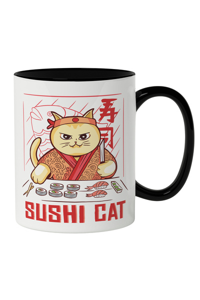 StoryGift Romania Cana Cu Pisica In Costum Traditional Asiatic Mancand Sushi,...