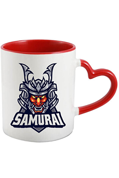 StoryGift Romania Cana Cu Text Samurai, Casca, Demon, Omi, Colti, Emblema, Asiatic, Multicolor 330, Cu Maner Inim