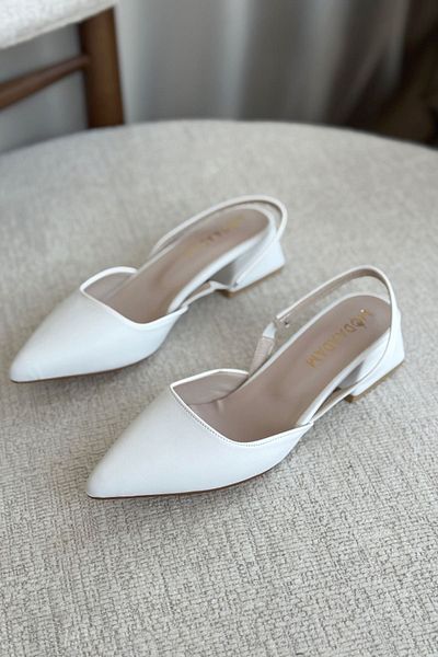 MODAADAM Women's Monaco Low Heeled Shoes - White