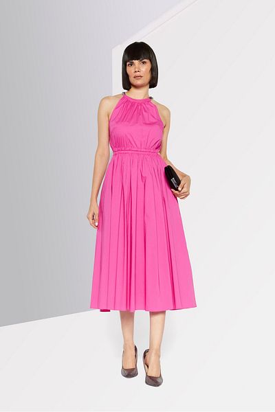 Michael Kors Women Pleated Midi Dress, Dark Pink