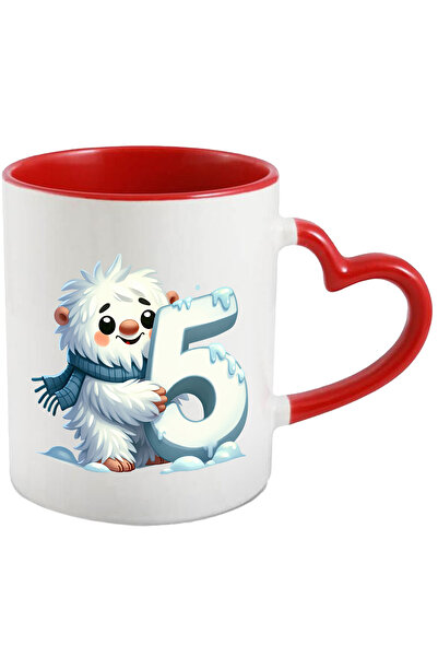 StoryGift Romania Cana cu Yeti care tine cifra "5" | ilustratie | omul zapezi...