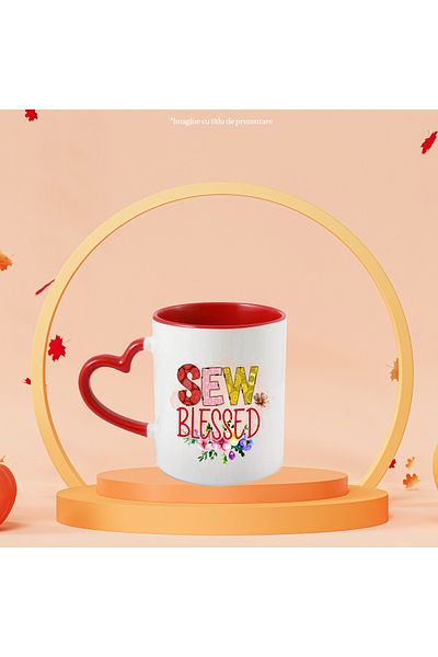 StoryGift Romania Mug with the message "Sew blessed", profession, illustration, work, dedication, passion, f, With ,STG