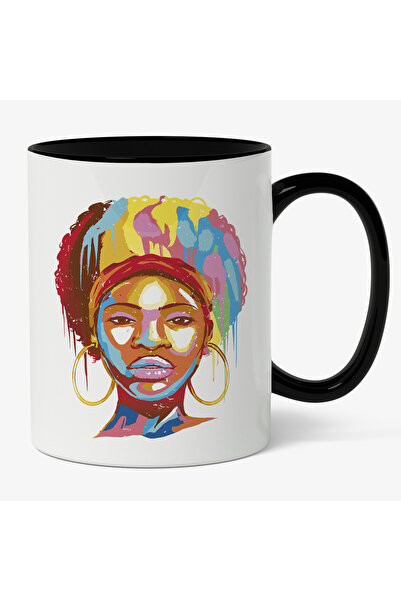StoryGift Romania Cana Cu Pictura cUrgatoare Portret Femeie Afro America Par ...