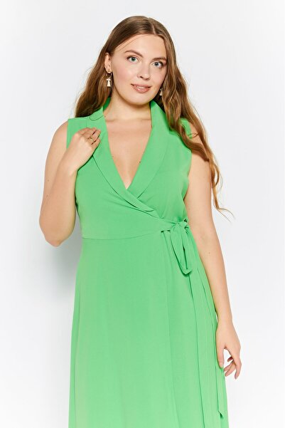 French Connection Women Plain Midi Dress, Light Green
