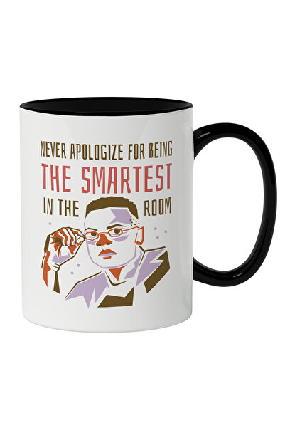 StoryGift Romania Cana Cu Barbat Cu Ochelarii, Text In Engleza Never Apologise For Being The Smar, Cu Maner Negru