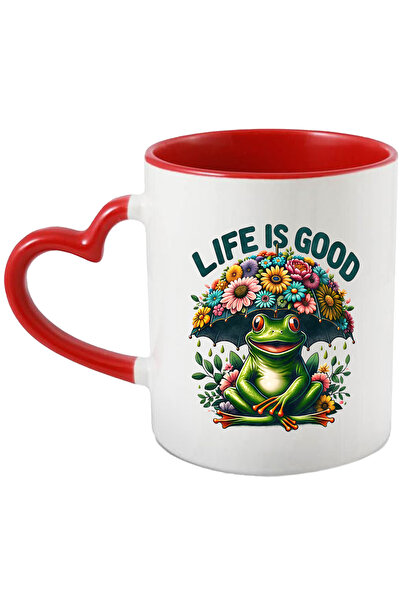 StoryGift Romania Cana cu o broasca cu mesajul "Life is good", stilul hippie,...