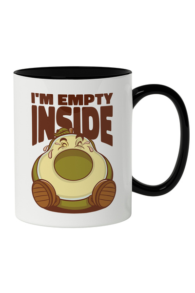 StoryGift Romania Cana Cu Fruct Avocado fara Sambure Plangand , Text In Engleza I'm Empty Inside, , Cu Maner Negru