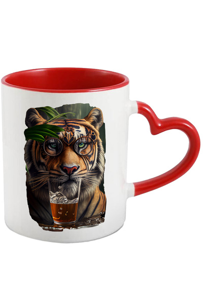 StoryGift Romania Cana Cu Tigru cu Ochelari Cu Pahar de Bautura in Fata, Sava...