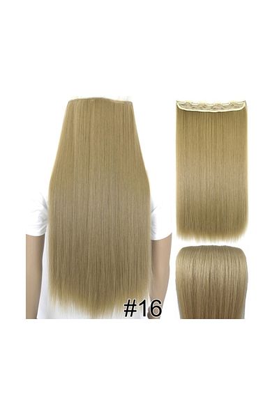 animis beauty Extensii par Blond Nisipiu, drepte, tresa cu 5 clipsuri, 60 cm, fibra sintetica cu aspect natural