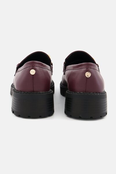 French Connection Women Slip On Leather Shoes, Burgundy