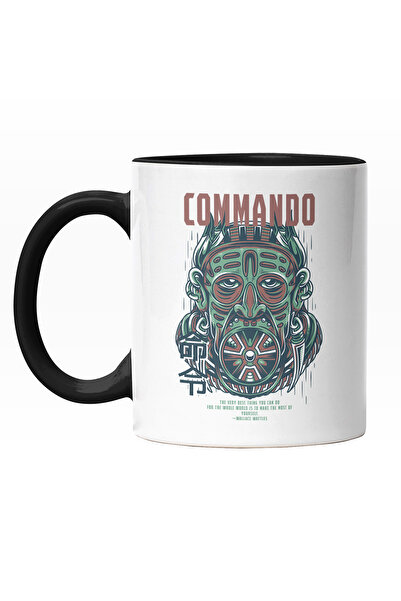 StoryGift Romania Cana Cu Portret Barbat Stil Cultura Africana, Cercei, Text In Engleza Commando, , Cu Maner Negru