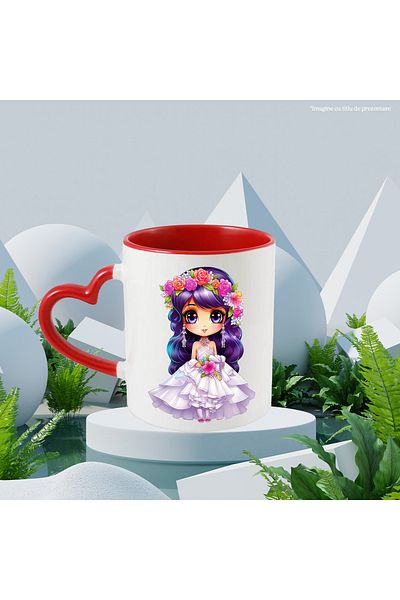 StoryGift Romania Mug with a pretty girl in a white wedding dress | illustration | crown d, With, STG.