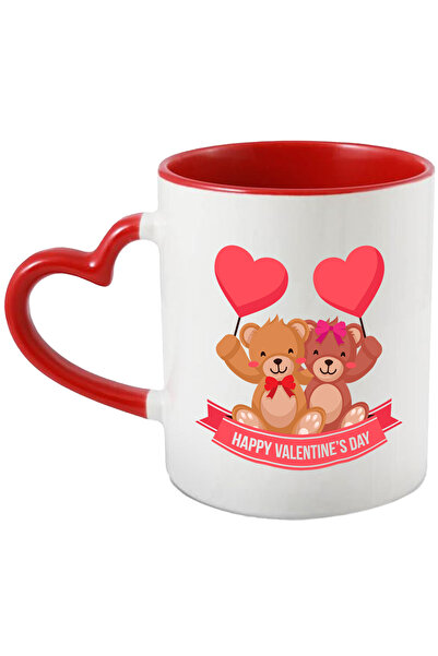 StoryGift Romania Cana Cu Mesaj In Engleza Happy Valentine's Day, Ursi De Plu...