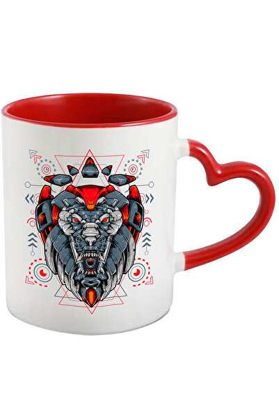 StoryGift Romania Cana Cu Cap De Leu, Robot, Geometric, Cyberpunk, SF, Multic...