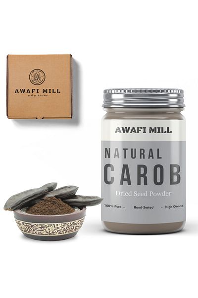 AWAFI MILL Carob Powder | Locust bean seed - Bottle of 100 gram / 3.5 Oz