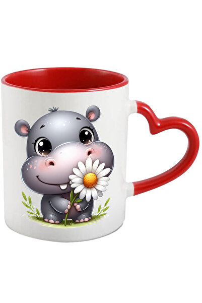 StoryGift Romania Cana cu un pui de hipopotam vesel | ilustratie | tine o flo...