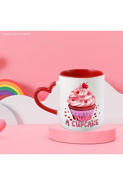 StoryGift Romania Mug with the message "Sweeter than a cupcake", cherry muffin, love, sweeter than, With, STG