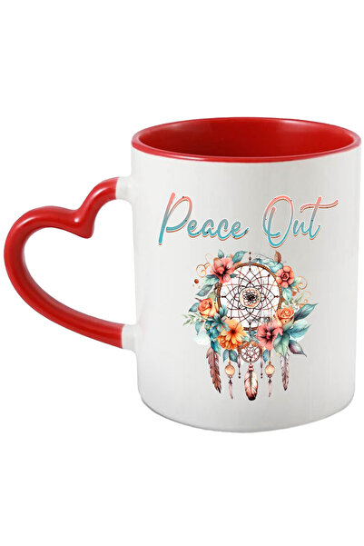 StoryGift Romania Cana cu mesajul "Peace out", stilul hippie, cultura, ilustr...