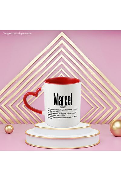 StoryGift Romania Mug With The Name Marcel, With Funny Message, Curious, Sociable, Noisy, 330ml, Wax, With,STG.