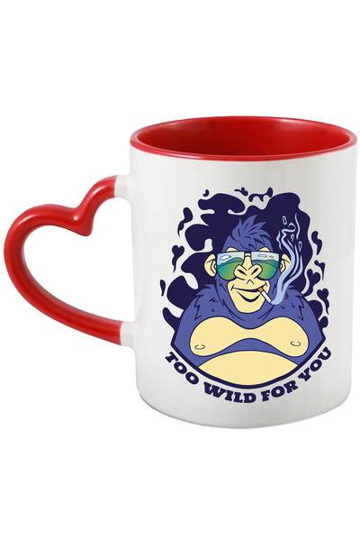 StoryGift Romania Cana Cu Mesaj In Engleza Too Wild For You, Maimuta, Tigara, Multicolor 330 ml, C, Cu Maner Inim